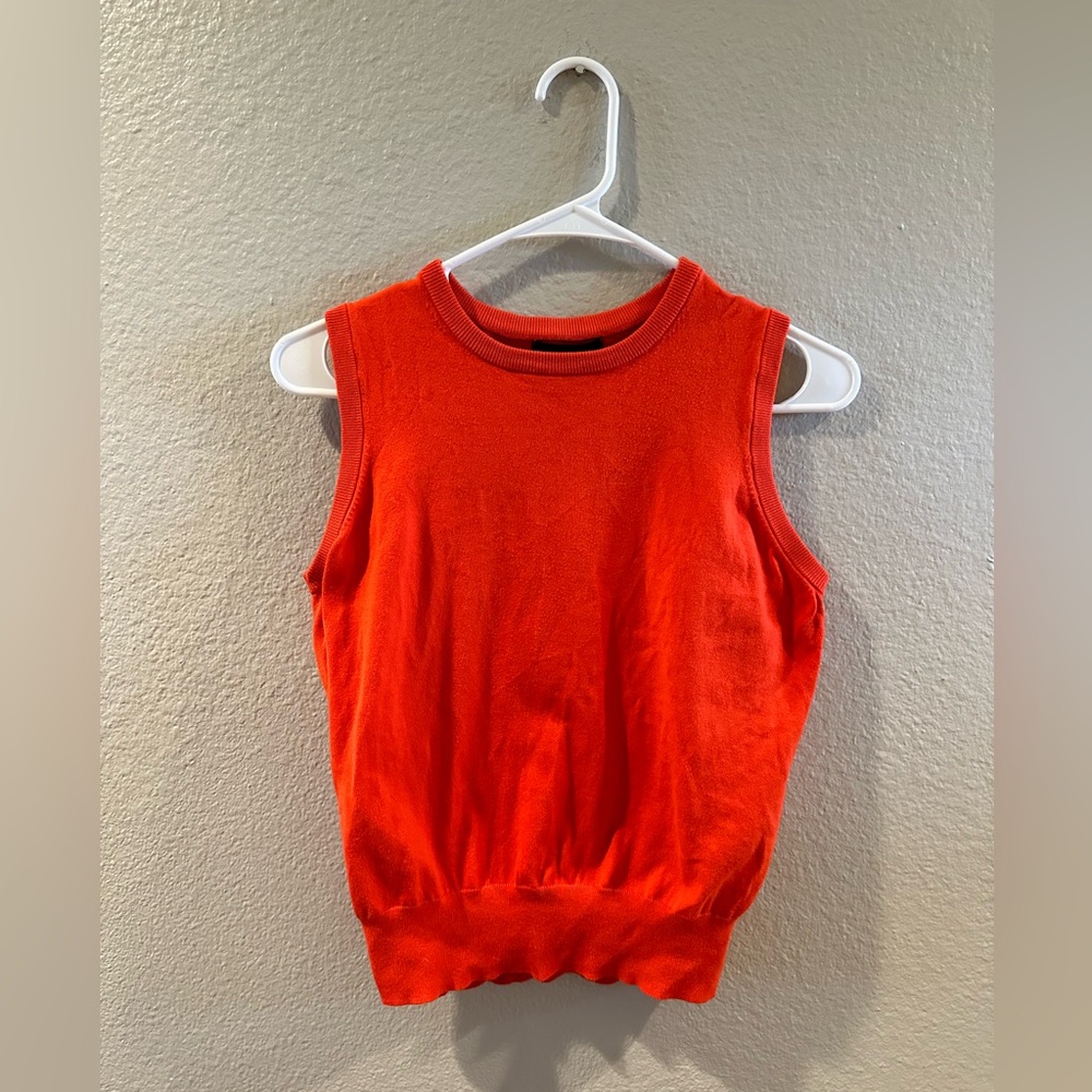 Land’s End Knit Sleevless Top Women’s Size XS Petite Cropped Orange